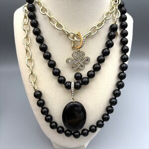 Heidi Daus Beaded Necklace 2 Removable Charms Enhancers Crystals Statement